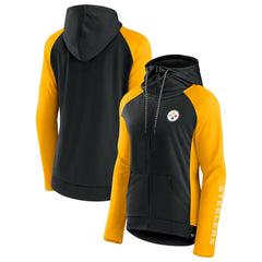 Pittsburgh Steelers Women's End Around Lightweight Raglan Full-Zip Hoodie Jacket - Black/Gold sale