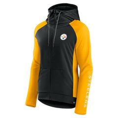 Pittsburgh Steelers Women's End Around Lightweight Raglan Full-Zip Hoodie Jacket - Black/Gold sale