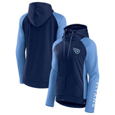 Tennessee Titans Women's End Around Lightweight Raglan Full-Zip Hoodie Jacket - Navy/Light Blue outlet