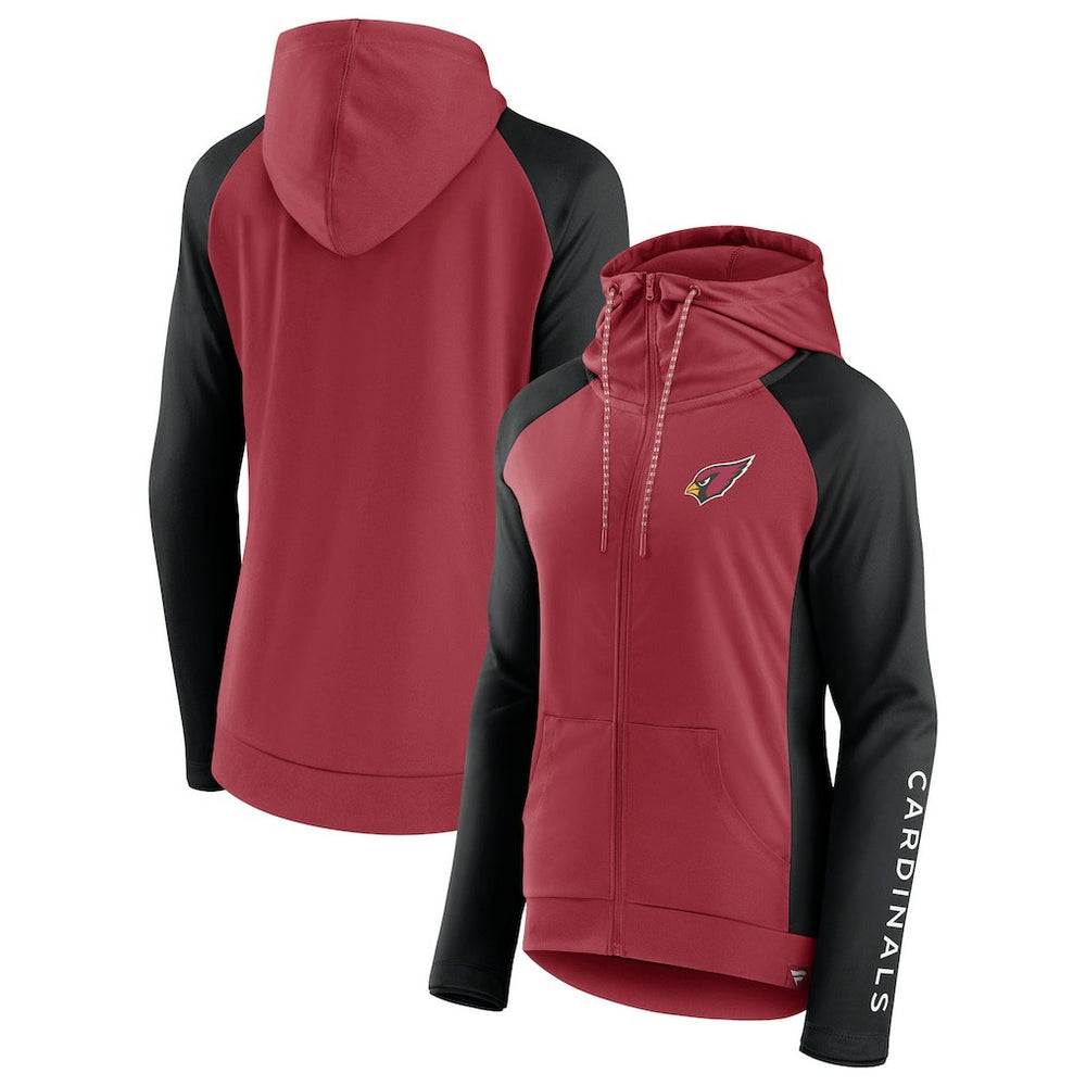 Arizona Cardinals Women's End Around Lightweight Raglan Full-Zip Hoodie Jacket - Cardinal/Black on sale