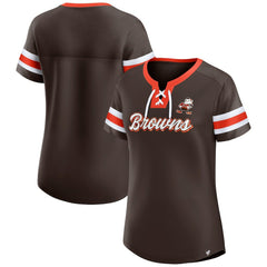Cleveland Browns Women's Original State Lace-Up T-Shirt - Brown outlet