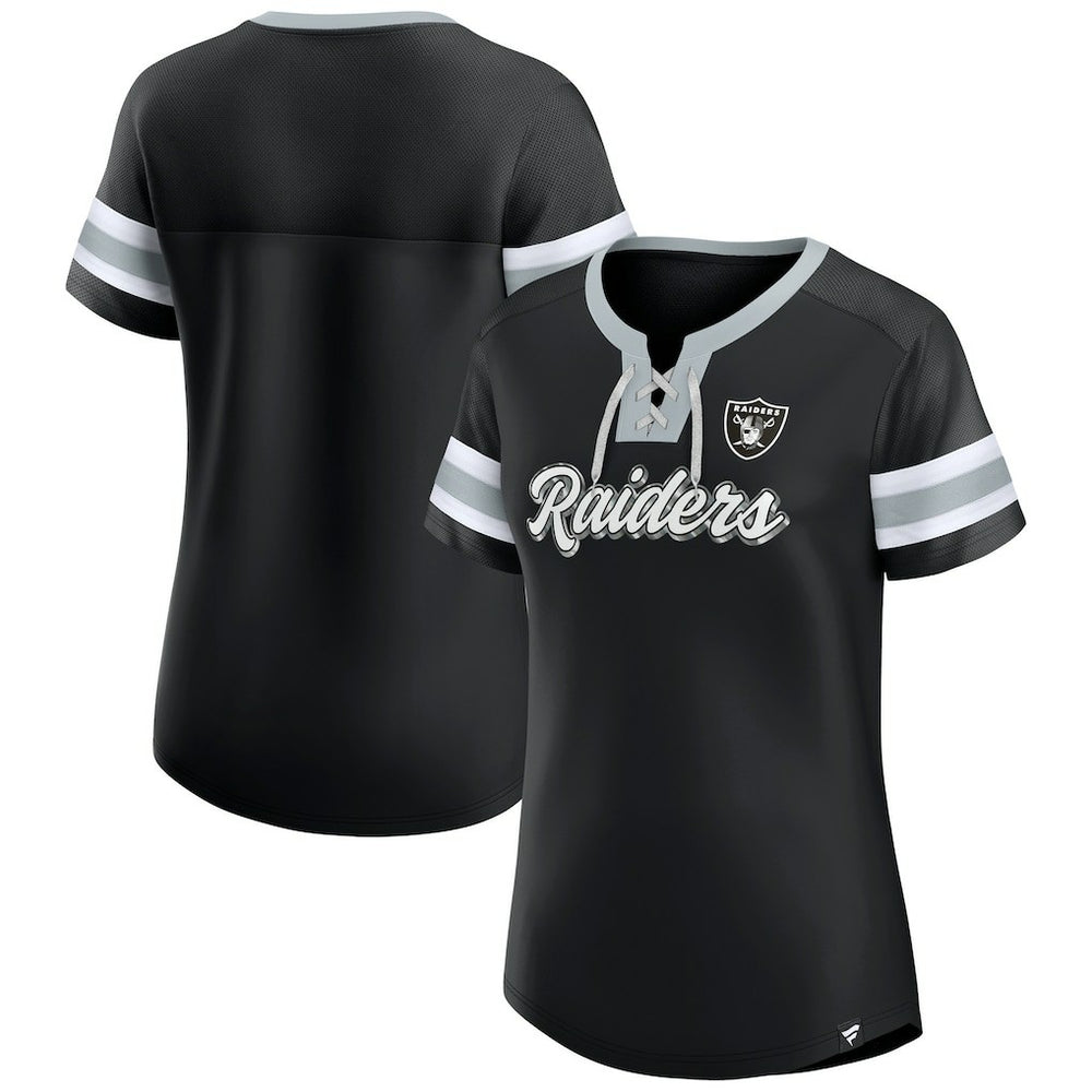 Las Vegas Raiders Women's Original State Lace-Up T-Shirt - Black cheap
