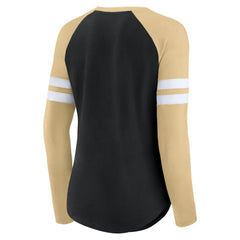 New Orleans Saints Women's True to Form Raglan Lace-Up V-Neck Long Sleeve T-Shirt - Black/Gold online