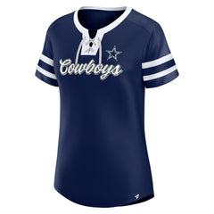 Dallas Cowboys Women's Original State Lace-Up T-Shirt - Navy outlet