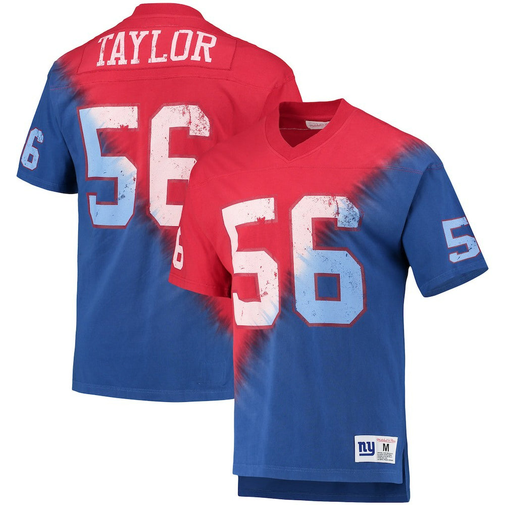 Lawrence Taylor New York Giants Retired Player Name & Number Diagonal Tie-Dye V-Neck T-Shirt - Red/Royal outlet