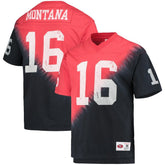 Joe Montana San Francisco 49ers Retired Player Name & Number Diagonal Tie-Dye V-Neck T-Shirt - Black/Red online