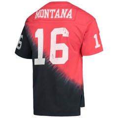 Joe Montana San Francisco 49ers Retired Player Name & Number Diagonal Tie-Dye V-Neck T-Shirt - Black/Red online