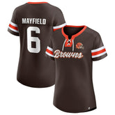 Baker Mayfield Cleveland Browns Women's Athena Name & Number Notch Neck T-Shirt - Brown discount