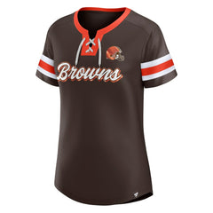 Baker Mayfield Cleveland Browns Women's Athena Name & Number Notch Neck T-Shirt - Brown discount