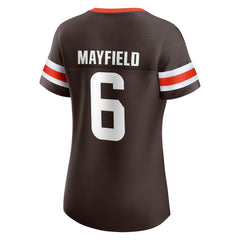 Baker Mayfield Cleveland Browns Women's Athena Name & Number Notch Neck T-Shirt - Brown discount