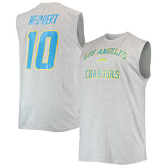 Justin Herbert Los Angeles Chargers Big & Tall Player Name & Number Muscle Tank Top - Heathered Gray outlet