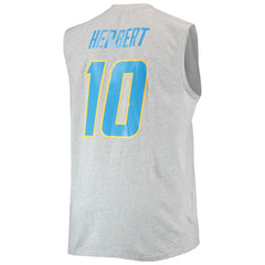 Justin Herbert Los Angeles Chargers Big & Tall Player Name & Number Muscle Tank Top - Heathered Gray outlet