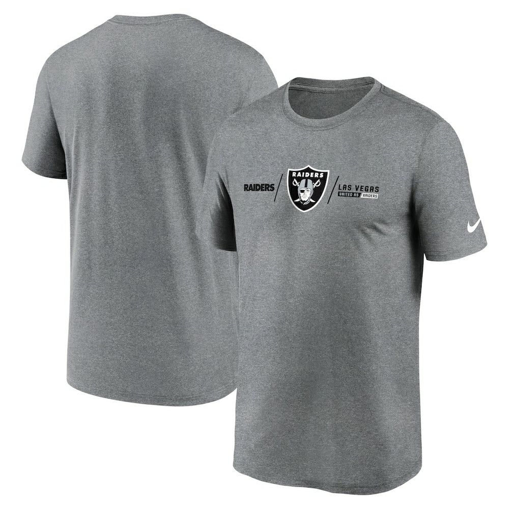 Las Vegas Raiders Horizontal Lockup Legend Performance T-Shirt - Heather Charcoal | Nike cheap