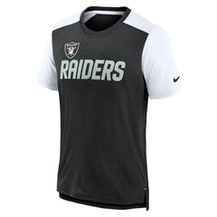 Las Vegas Raiders Color Block Team Name T-Shirt - Heathered Black/White | Nike online