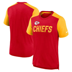 Kansas City Chiefs Color Block Team Name T-Shirt - Heathered Red/Heathered Gold | Nike discount