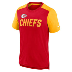 Kansas City Chiefs Color Block Team Name T-Shirt - Heathered Red/Heathered Gold | Nike discount