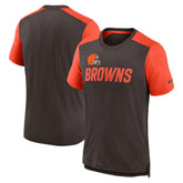 Cleveland Browns Color Block Team Name T-Shirt - Heathered Brown/Heathered Orange | Nike sale