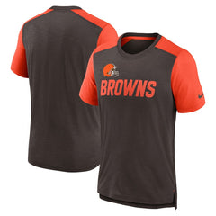 Cleveland Browns Color Block Team Name T-Shirt - Heathered Brown/Heathered Orange | Nike sale