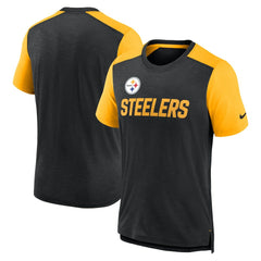 Pittsburgh Steelers Color Block Team Name T-Shirt - Heathered Black/Heathered Gold | Nike cheap