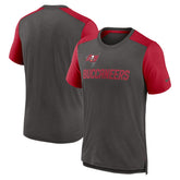 Tampa Bay Buccaneers Color Block Team Name T-Shirt - Heathered Pewter/Heathered Red | Nike cheap