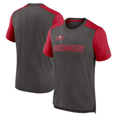 Tampa Bay Buccaneers Color Block Team Name T-Shirt - Heathered Pewter/Heathered Red | Nike cheap