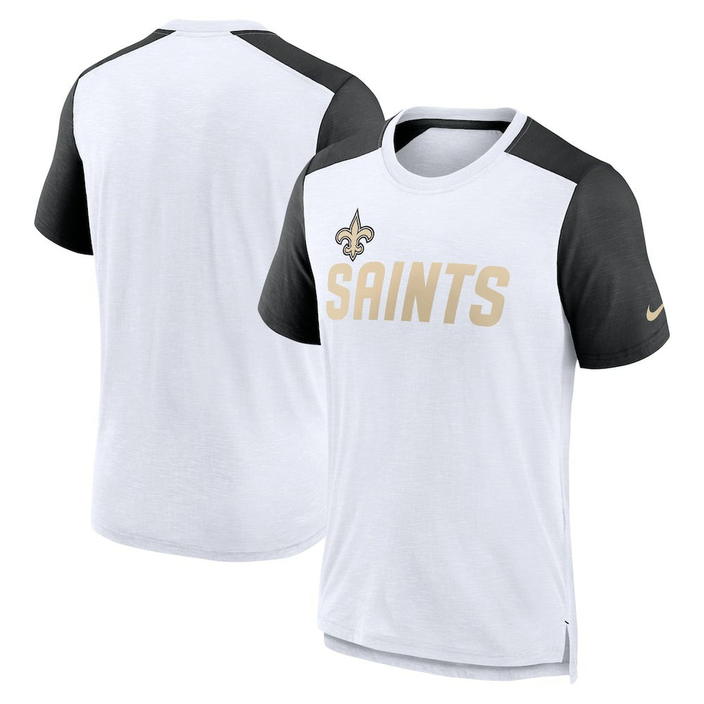 New Orleans Saints Color Block Team Name T-Shirt - White/Heathered Black | Nike on sale