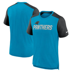 Carolina Panthers Color Block Team Name T-Shirt - Heathered Blue/Heathered Black | Nike cheap