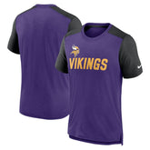 Minnesota Vikings Color Block Team Name T-Shirt - Heathered Purple/Heathered Black | Nike discount