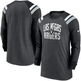 Las Vegas Raiders Tri-Blend Raglan Athletic Long Sleeve Fashion T-Shirt - Heathered Charcoal/Black | Nike cheap