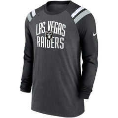 Las Vegas Raiders Tri-Blend Raglan Athletic Long Sleeve Fashion T-Shirt - Heathered Charcoal/Black | Nike cheap