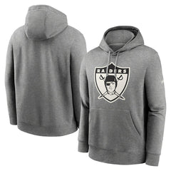Oakland Raiders Rewind Club Fleece Pullover Hoodie - Heathered Gray | Nike outlet
