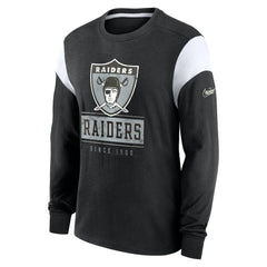 Oakland Raiders Rewind Playback Helmet Long Sleeve T-Shirt - Heather Black | Nike for sale