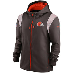 Cleveland Browns Performance Sideline Lockup Full-Zip Hoodie - Brown | Nike outlet