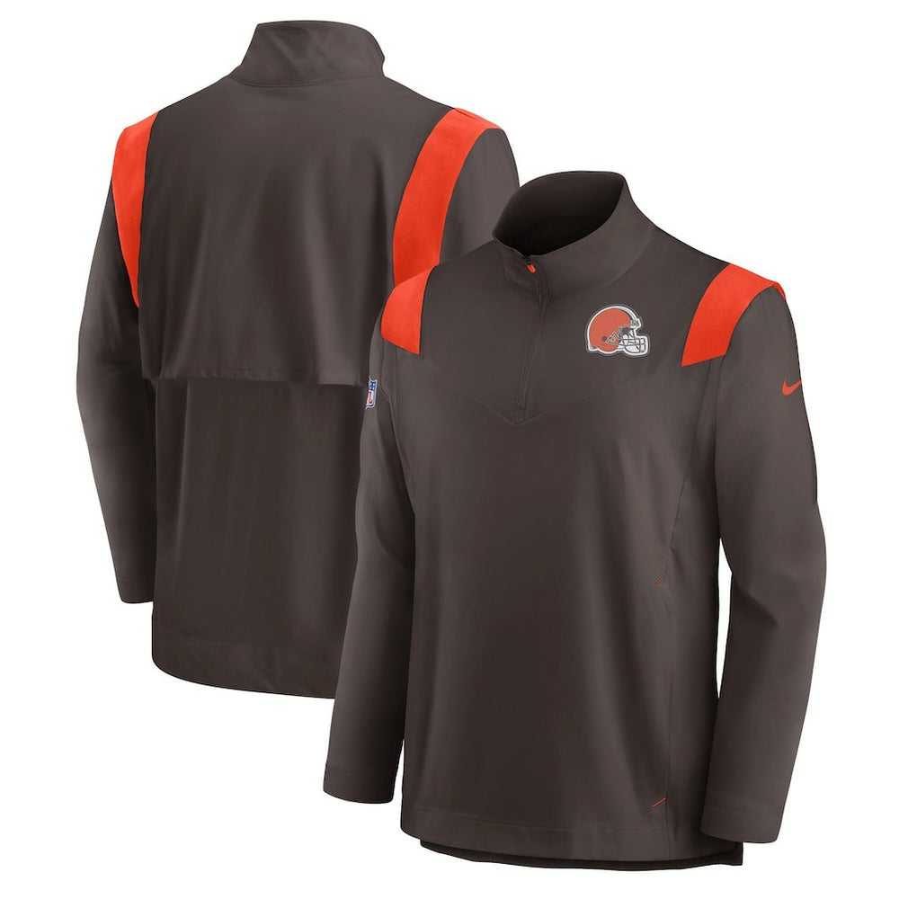 Cleveland Browns Sideline Coach Chevron Lockup Quarter-Zip Long Sleeve Top - Brown | Nike cheap