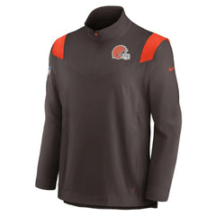 Cleveland Browns Sideline Coach Chevron Lockup Quarter-Zip Long Sleeve Top - Brown | Nike cheap