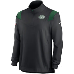 New York Jets Sideline Coach Chevron Lockup Quarter-Zip Long Sleeve Top - Black | Nike for sale