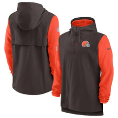 Cleveland Browns Sideline Player Quarter-Zip Hoodie - Brown/Orange | Nike outlet