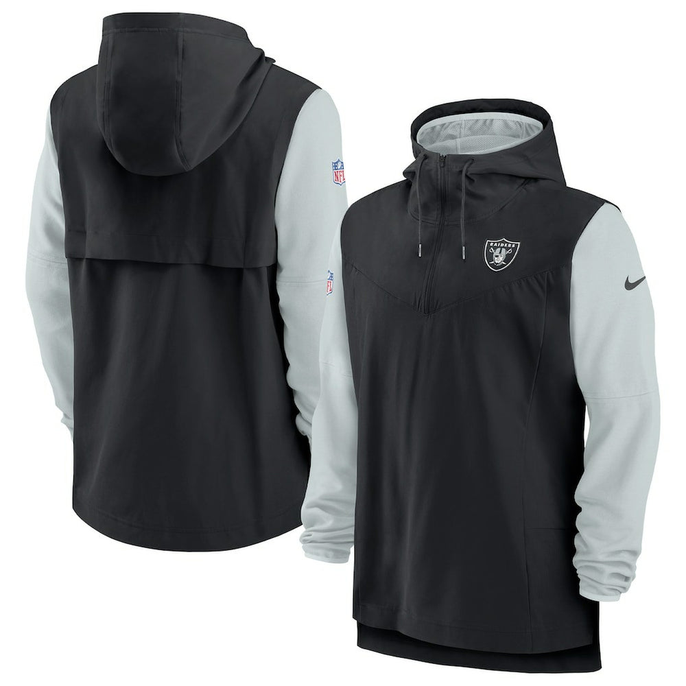 Las Vegas Raiders Sideline Player Quarter-Zip Hoodie Jacket - Black/Silver | Nike discount