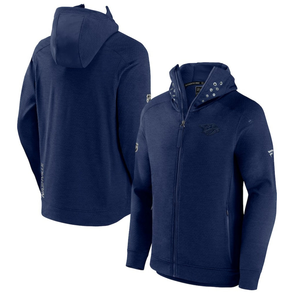 Nashville Predators Fanatics Authentic Pro Road Tech Lightweight Full-Zip Hoodie Jacket Navy