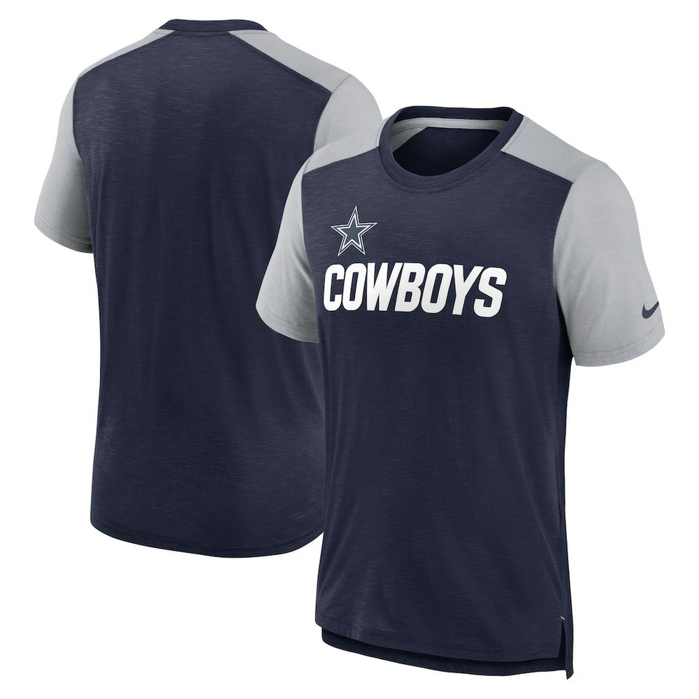 Dallas Cowboys Color Block Team Name T-Shirt - Heathered Navy/Heathered Gray | Nike cheap