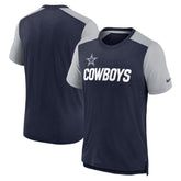 Dallas Cowboys Color Block Team Name T-Shirt - Heathered Navy/Heathered Gray | Nike cheap