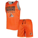 Cleveland Browns FOCO Colorblock Mesh V-Neck & Shorts Set - Orange sale