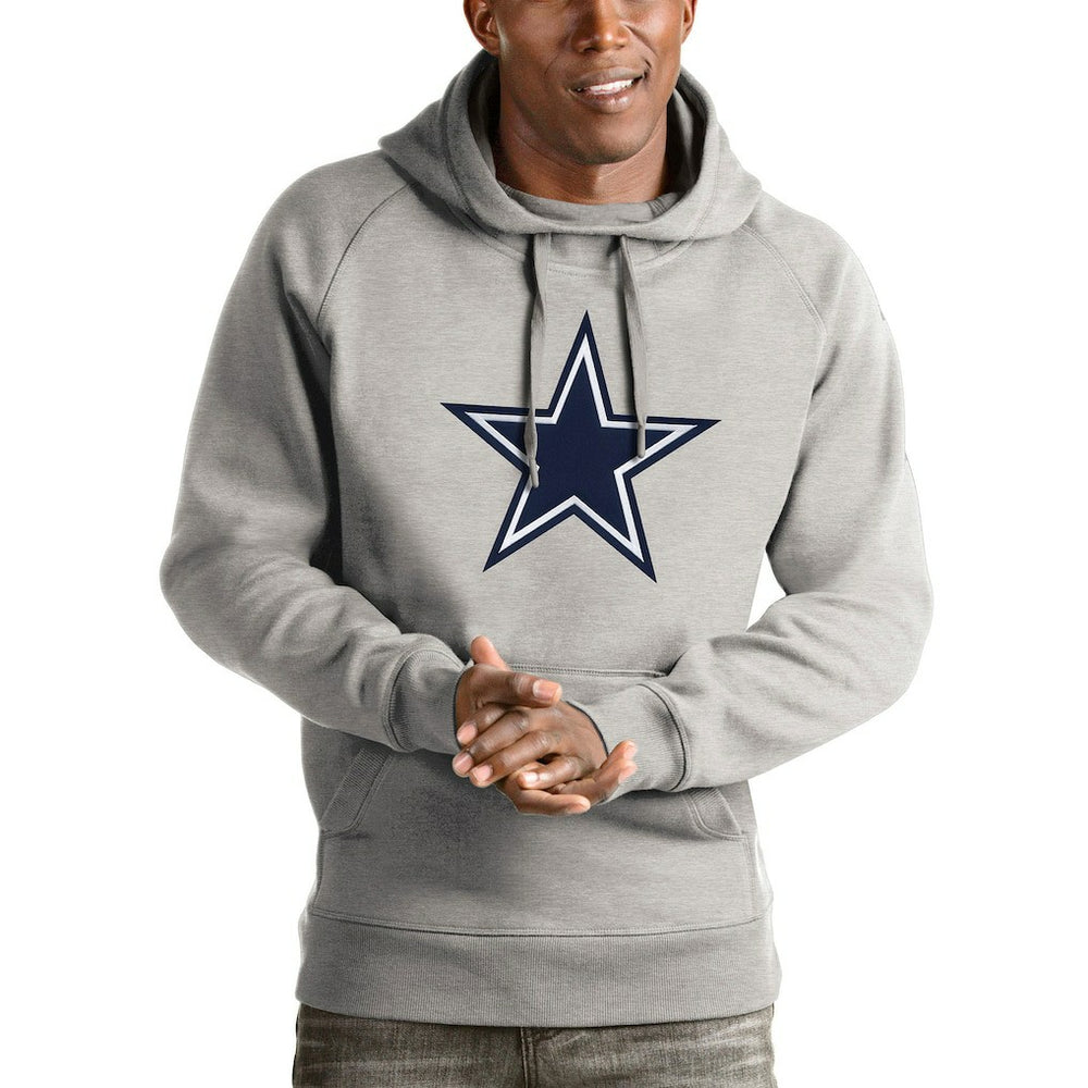 Dallas Cowboys Antigua Victory Pullover Hoodie - Heathered Gray for sale