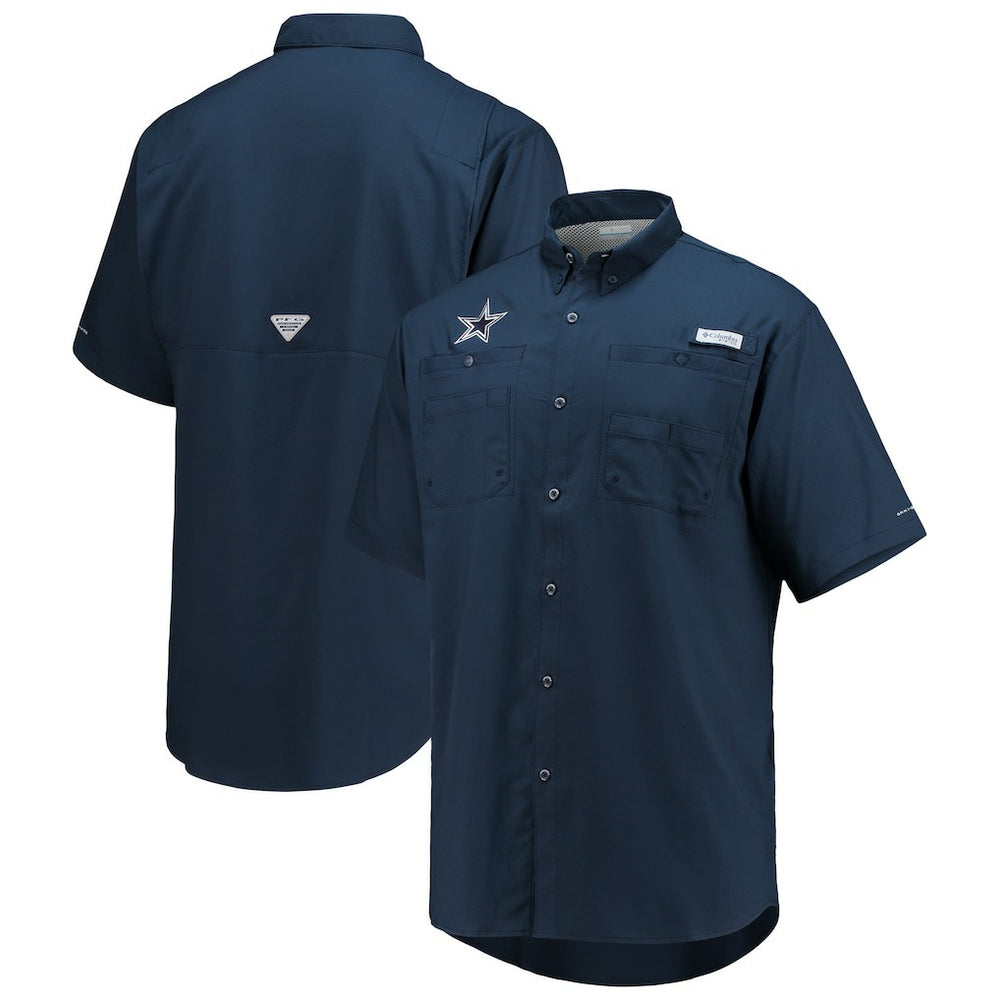 Dallas Cowboys Tamiami Omni-Shade Button-Down Short Sleeve Shirt - Navy cheap