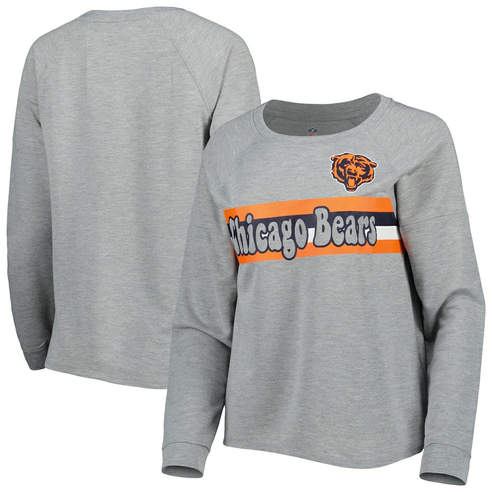 Chicago Bears Juniors All Striped Up Raglan Long Sleeve T-Shirt - Heathered Gray online