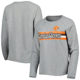 Cleveland Browns Juniors All Striped Up Raglan Long Sleeve T-Shirt - Heathered Gray outlet