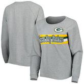 Green Bay Packers Juniors All Striped Up Raglan Long Sleeve T-Shirt - Heathered Gray discount