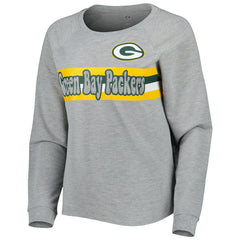 Green Bay Packers Juniors All Striped Up Raglan Long Sleeve T-Shirt - Heathered Gray discount