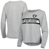 Las Vegas Raiders Juniors All Striped Up Raglan Long Sleeve T-Shirt - Heathered Gray for sale