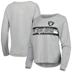 Las Vegas Raiders Juniors All Striped Up Raglan Long Sleeve T-Shirt - Heathered Gray for sale